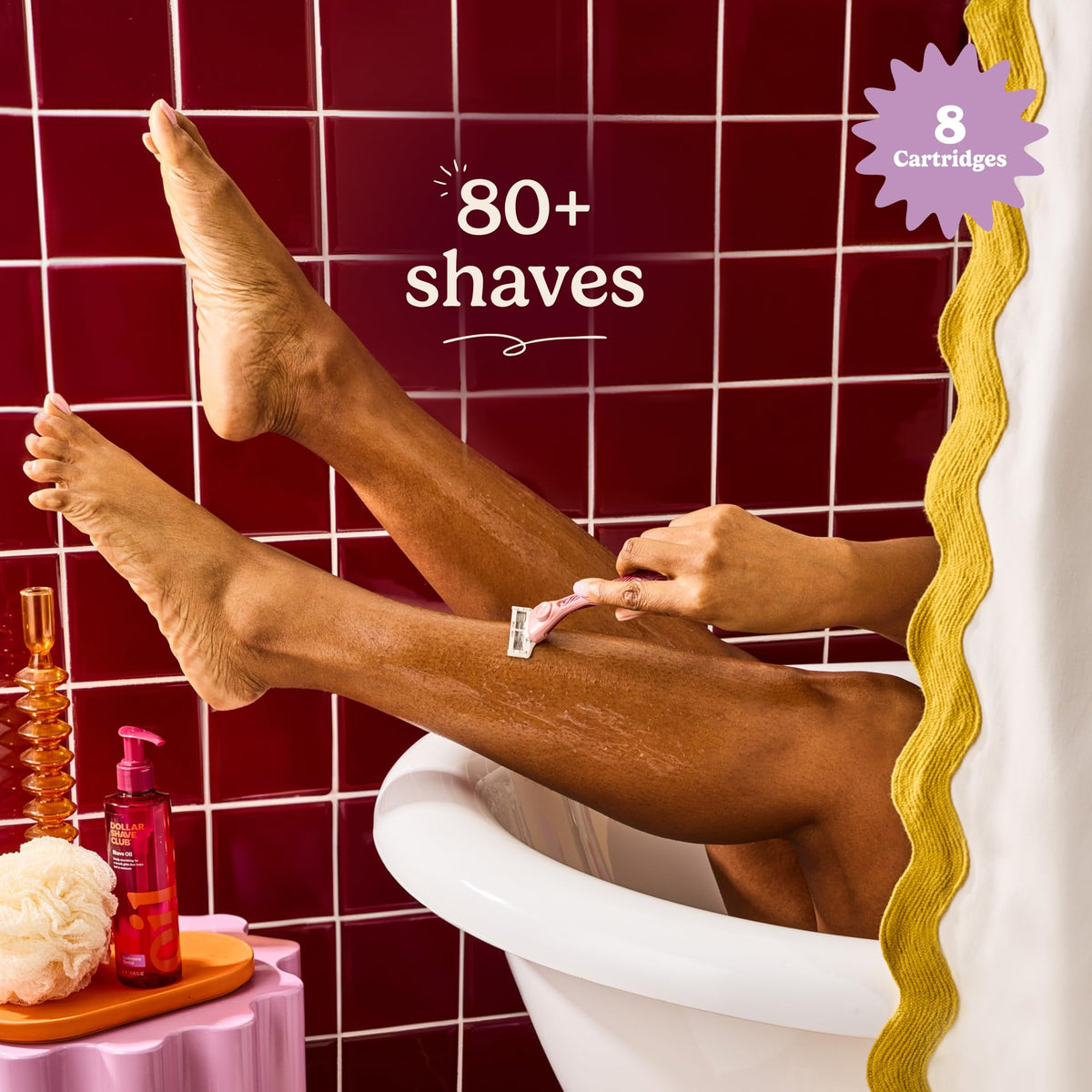 Dollar Shave Club lube strip with Aloe and Vitamin E for a gentle, easy glide.