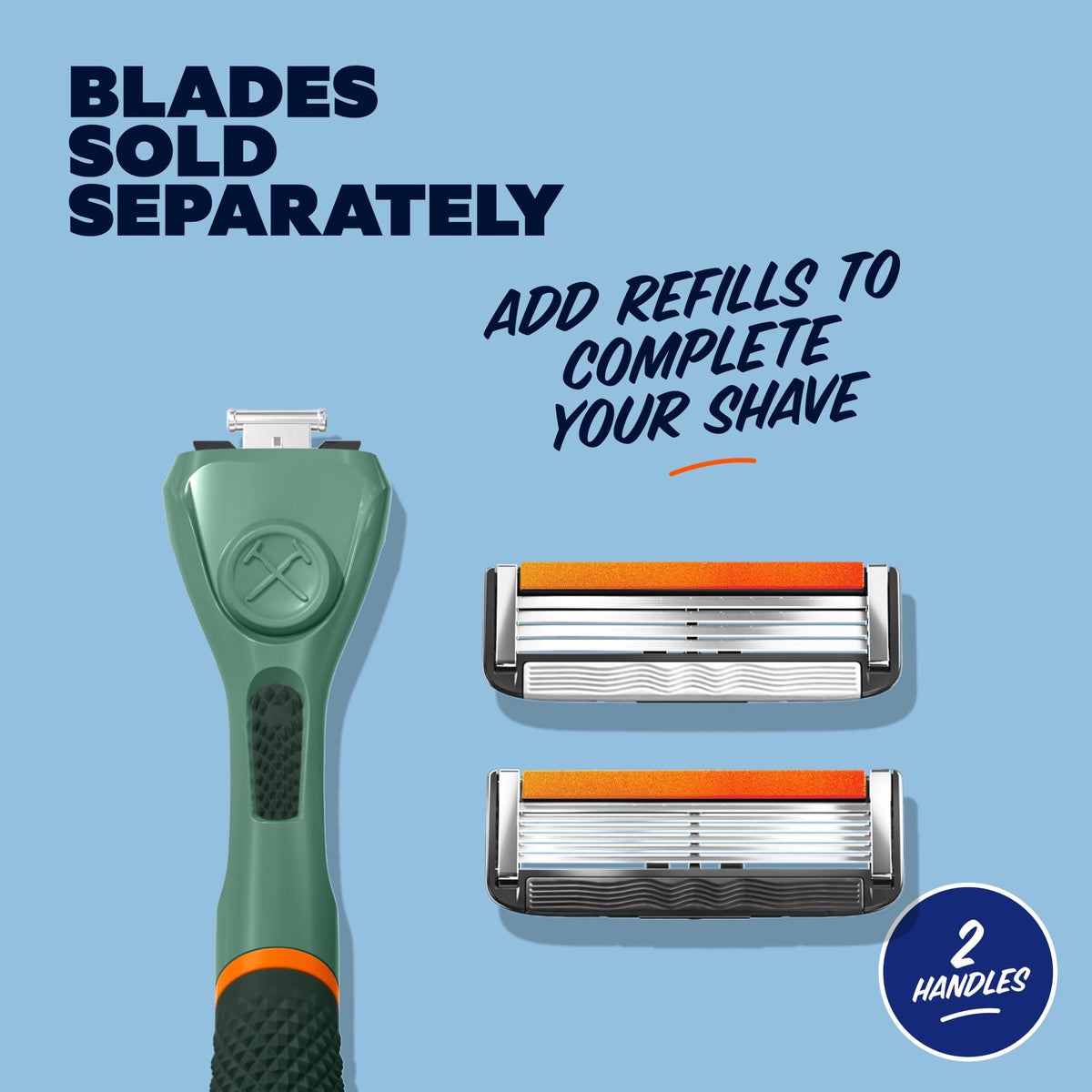 Dollar Shave Club green assembly showing click-in installation on the cartridge
