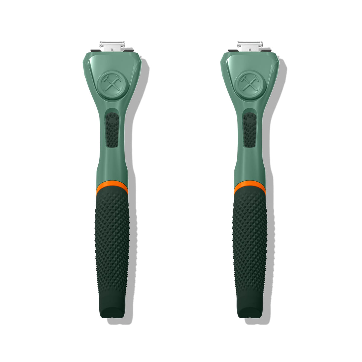 Dollar Shave Club green razor handle 2-pack with ergonomic design for steady daily shaves
