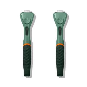 Dollar Shave Club green razor handle 2-pack with ergonomic design for steady daily shaves