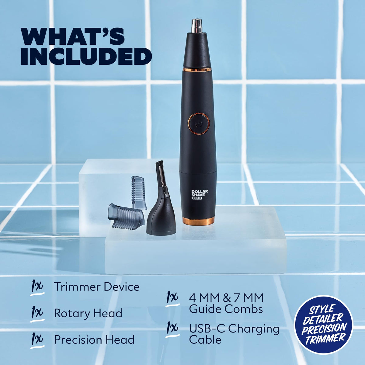 Dollar Shave Club Style Detailer detailer head for brows, sideburns, and neckline.