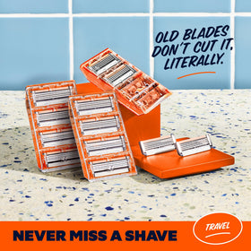 Dollar Shave Club travel kit packaging keeps blades secure during transit