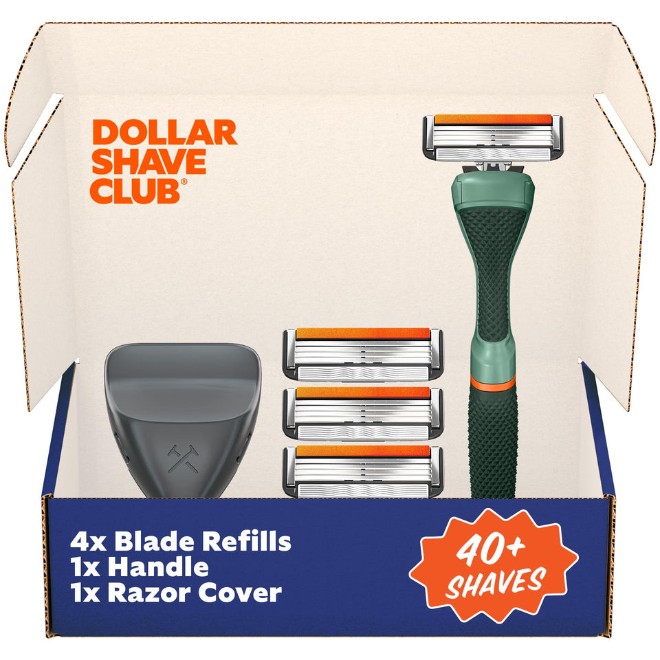 Dollar Shave Club travel shave set four blade refills for easy on-the-go grooming
