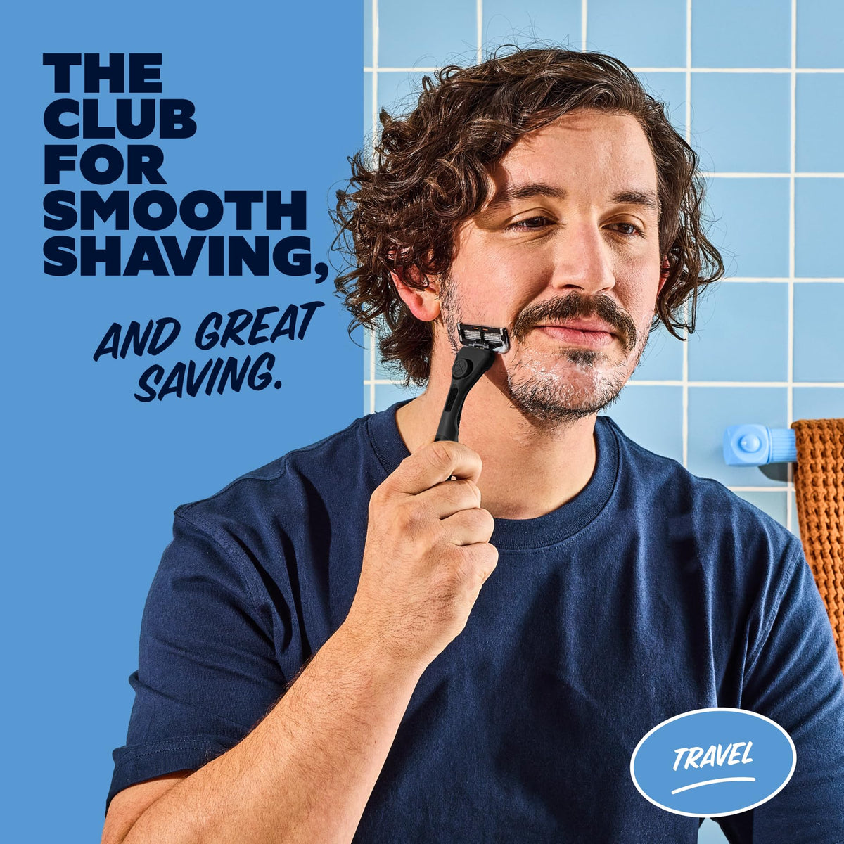 Razor cover keeps blades clean and protected during travel.