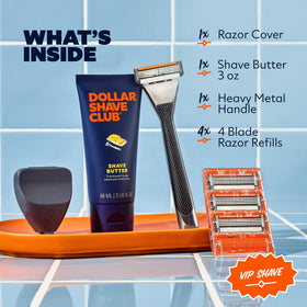 Dollar Shave Club VIP Shave Set four blade refills for a smooth, efficient shave.
