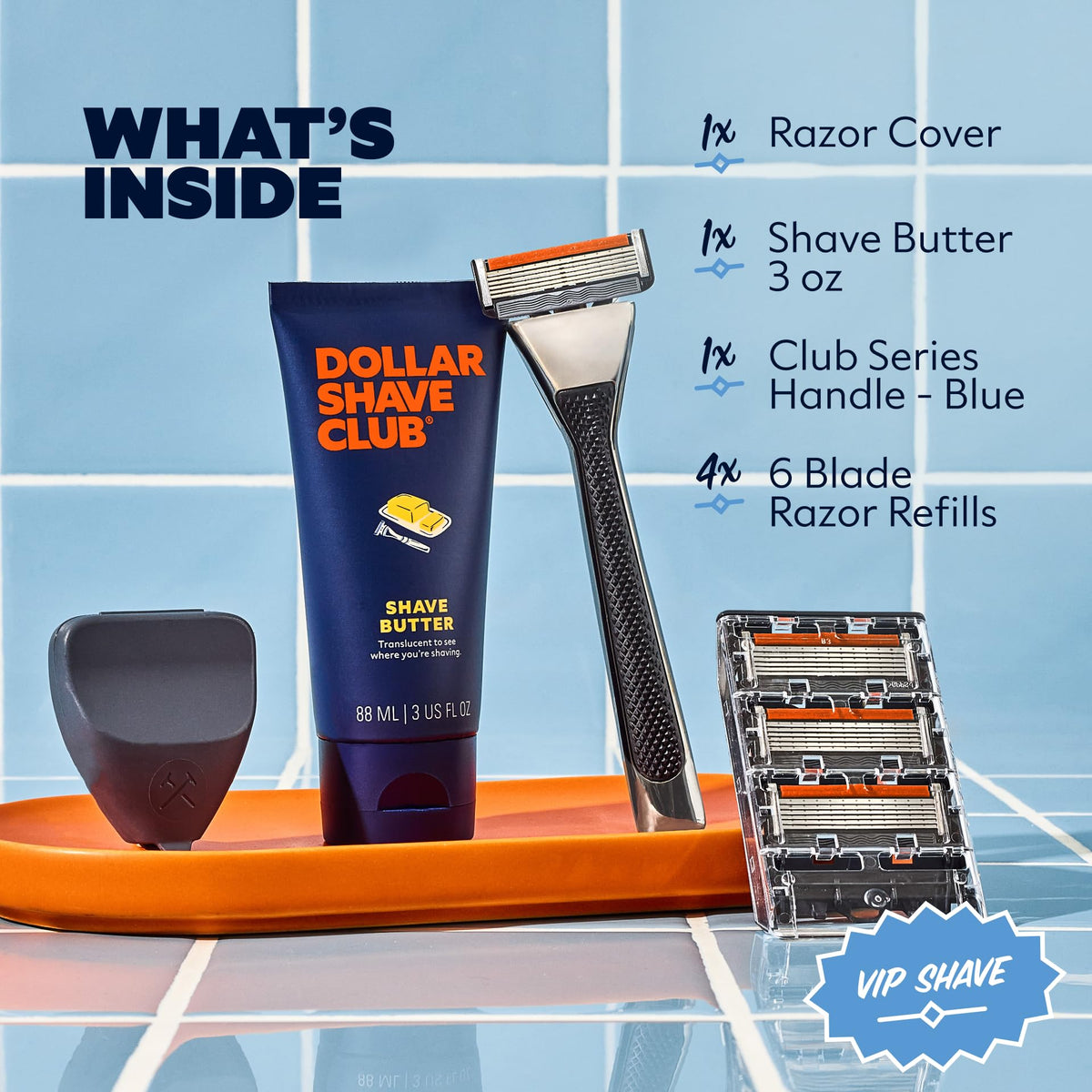 Dollar Shave Club VIP Shave Set four-pack six-blade refills for long-lasting closeness