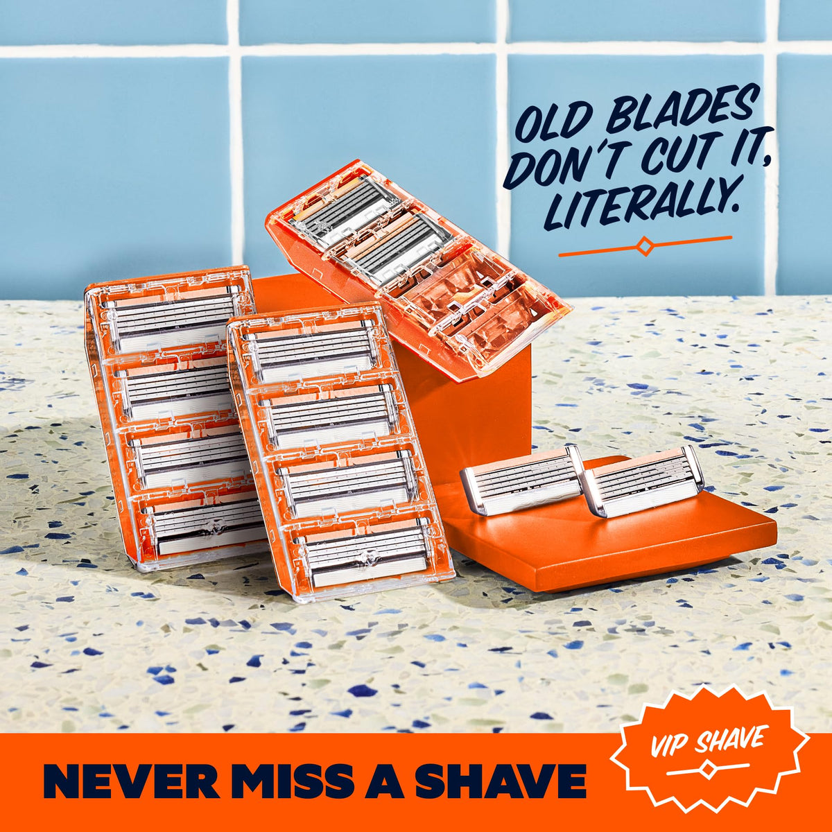 Dollar Shave Club VIP Shave Set assembled kit on display.