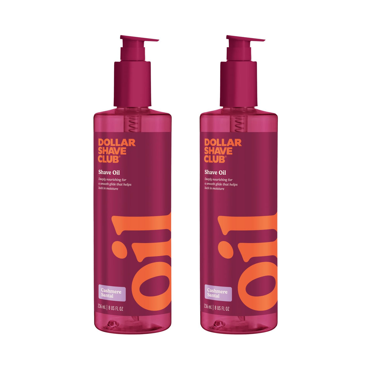 Dollar Shave Club For Women Cashmere Santal shave oil bottle offers silky glide for a smooth shave.