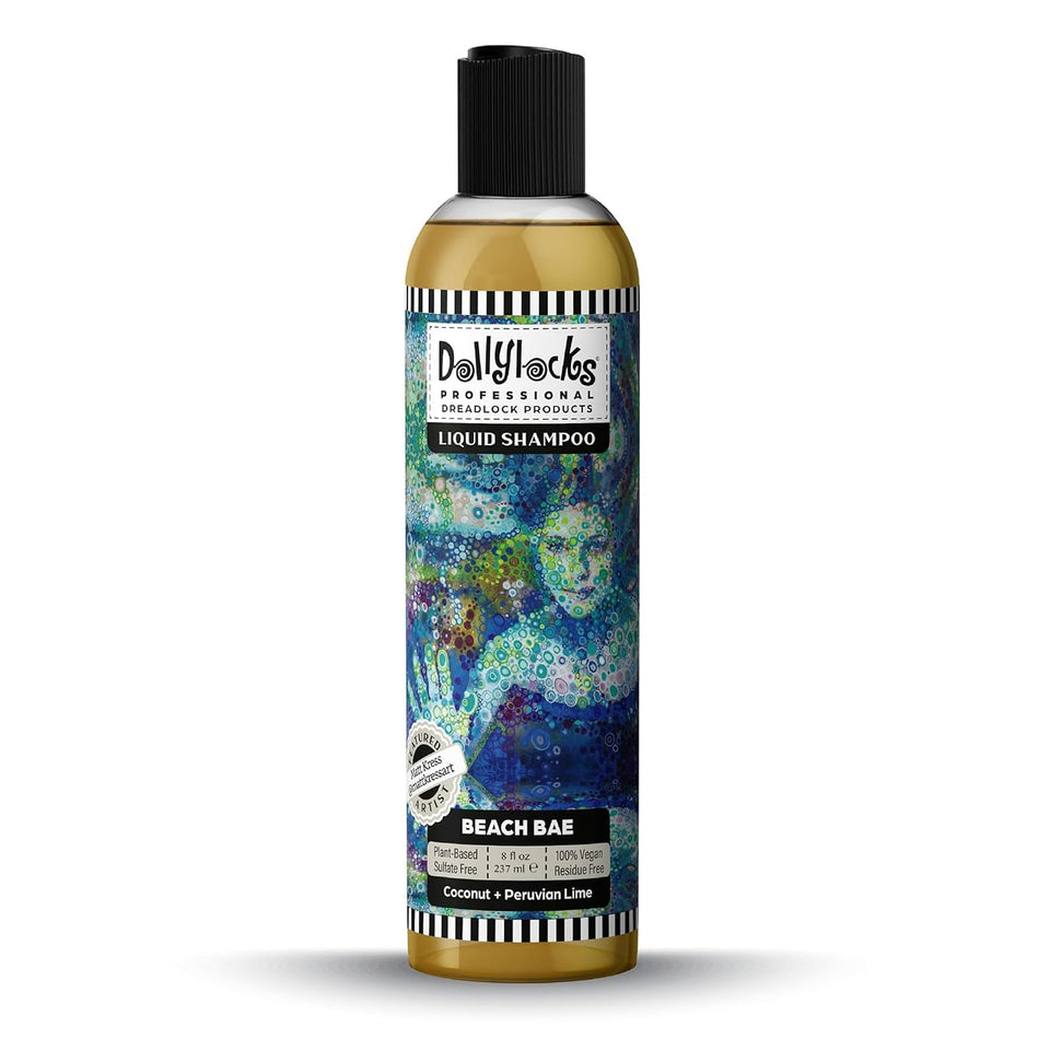 Dollylocks Clarifying Liquid Shampoo Coconut Lime bottle close-up for dreadlocks refresh