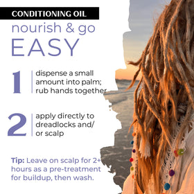 Dollylocks Nag Champa oil drops provide calming aroma while nourishing hair.