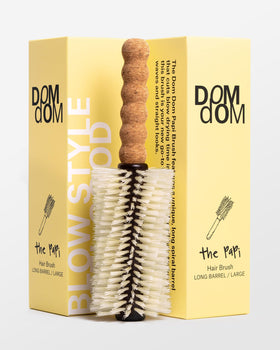 Dom Dom Big Papi long barrel brush captures more hair to speed drying.