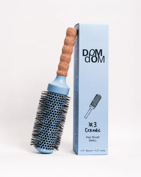 Dom Dom Ceramic Brush #3 with vented barrel speeds drying and adds volume.