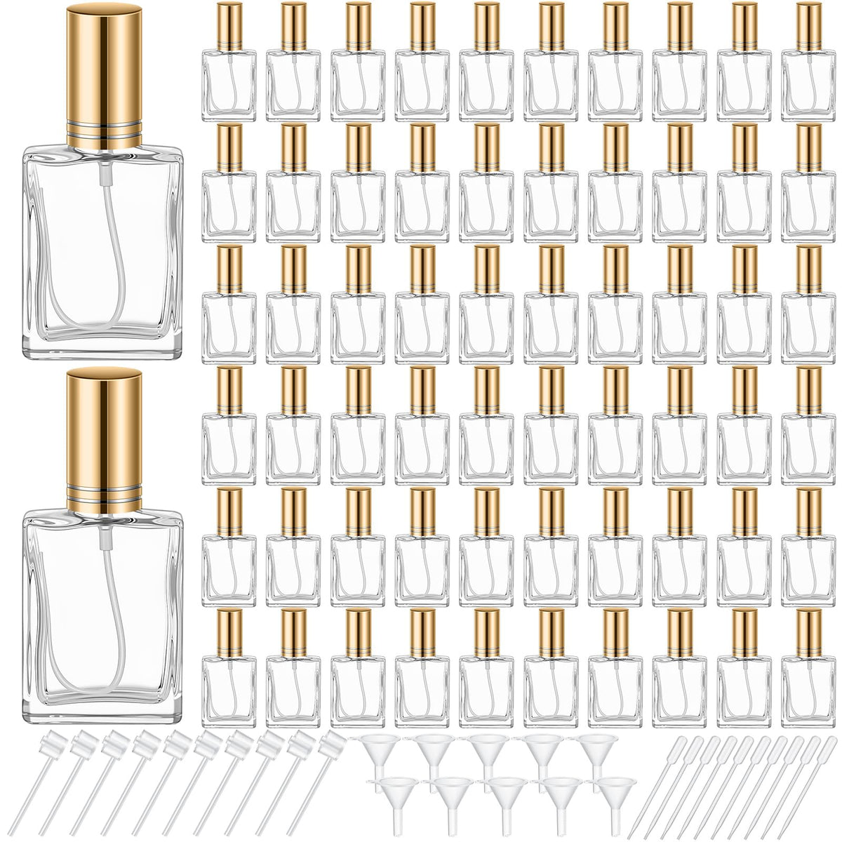 Domensi 15ml glass perfume bottle with gold cap, front view for easy travel.