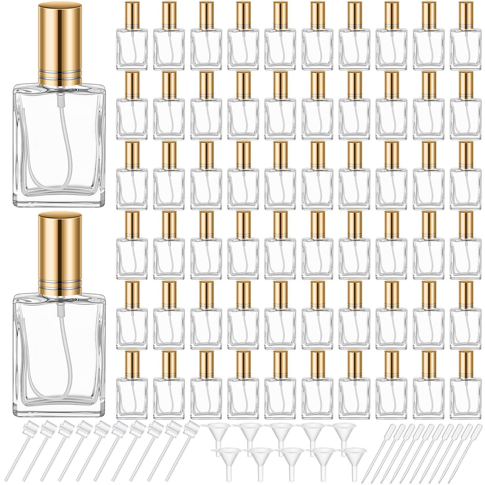 Domensi 15ml glass perfume bottle with gold cap, front view for easy travel.