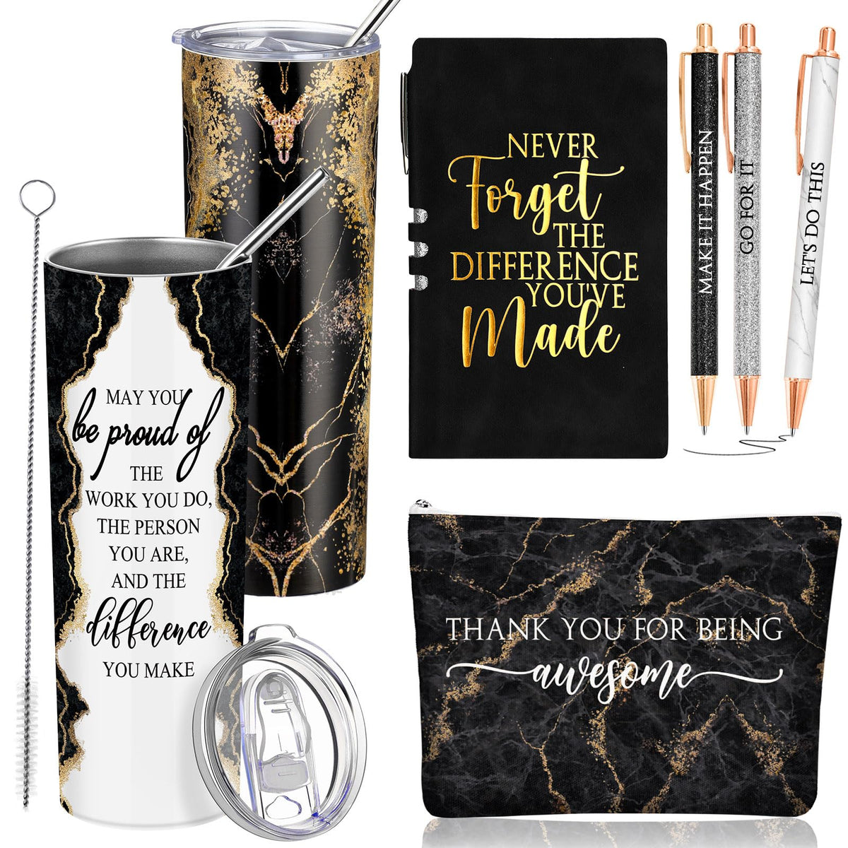 Domensi 20oz marble tumbler with straw for on-the-go cold drinks and easy sipping.
