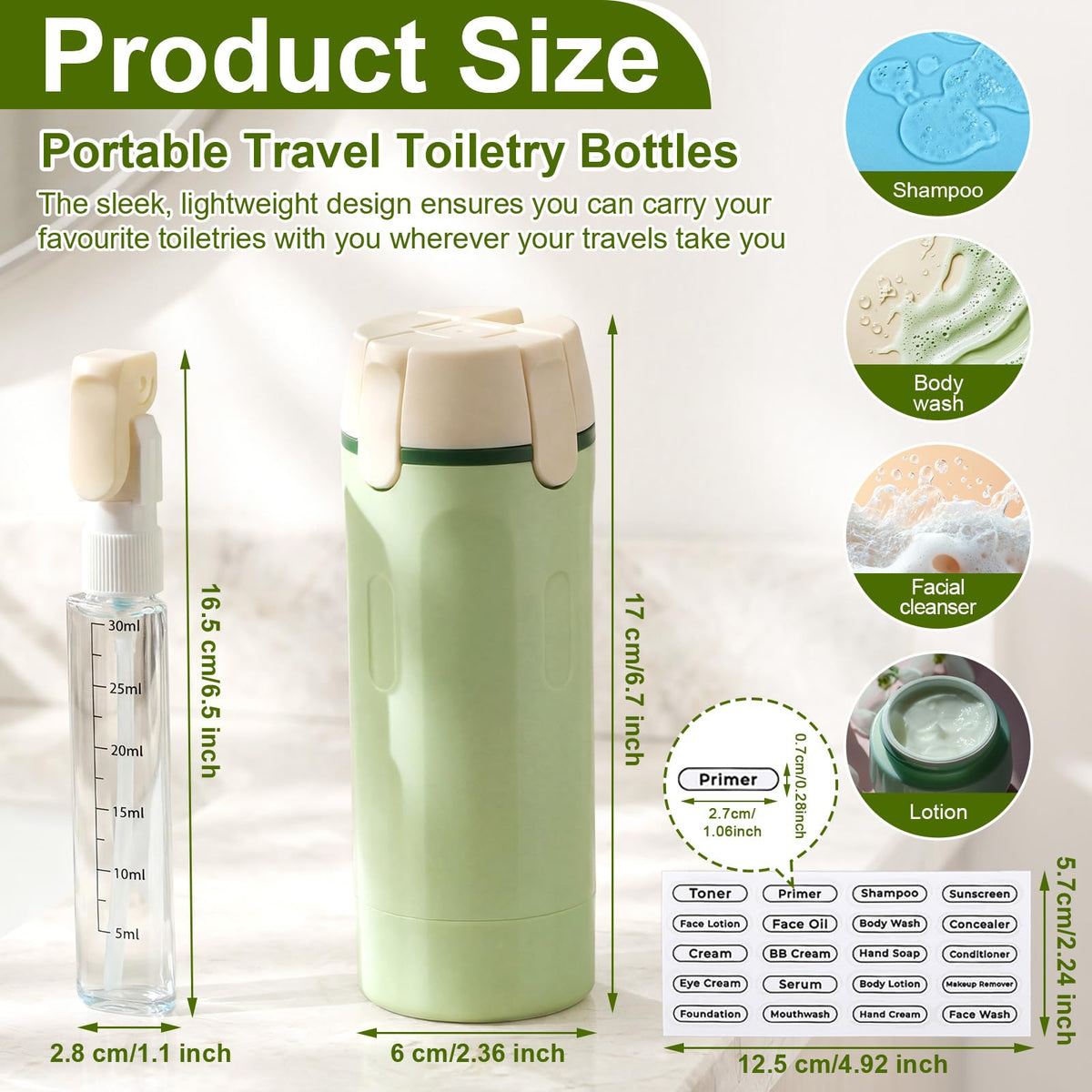 Domensi 4-in-1 travel bottles 30ml pack for carry-on toiletries