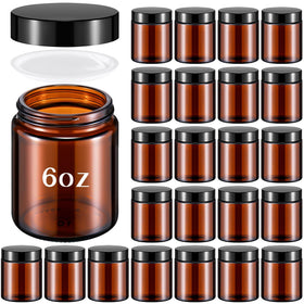 Domensi amber glass jar with lid for bulk storage and organization.