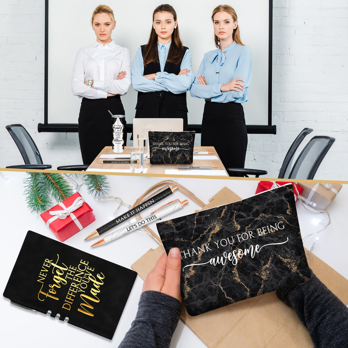 Domensi gift set flatlay showing multiple appreciation gifts in one view.