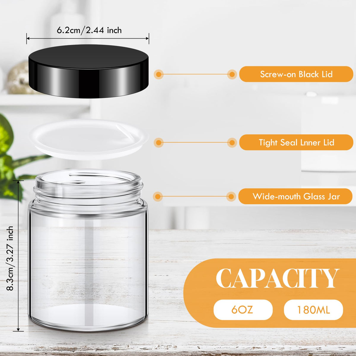 Inner liner visible on a glass jar for a leakproof seal.