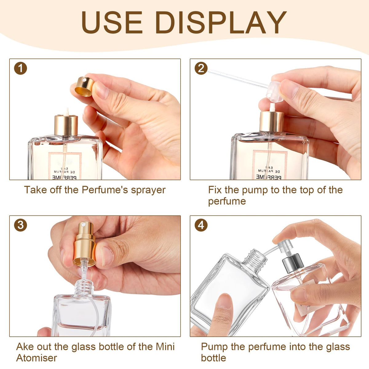 Domensi glass spray bottle closeup shows leakproof design.