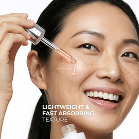DOMINAS Serum bottle with dropper and clear glass conveying premium skincare experience