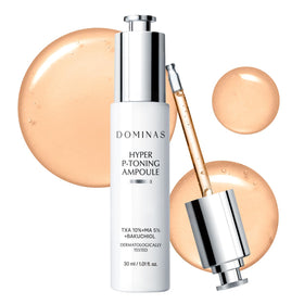DOMINAS Tranexamic Serum bottle close-up highlighting brightening formula for even tone
