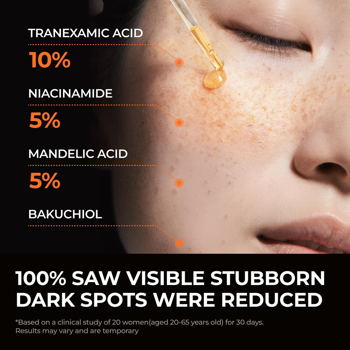 DOMINAS Tranexamic Serum dropper ready for daily brightening routine