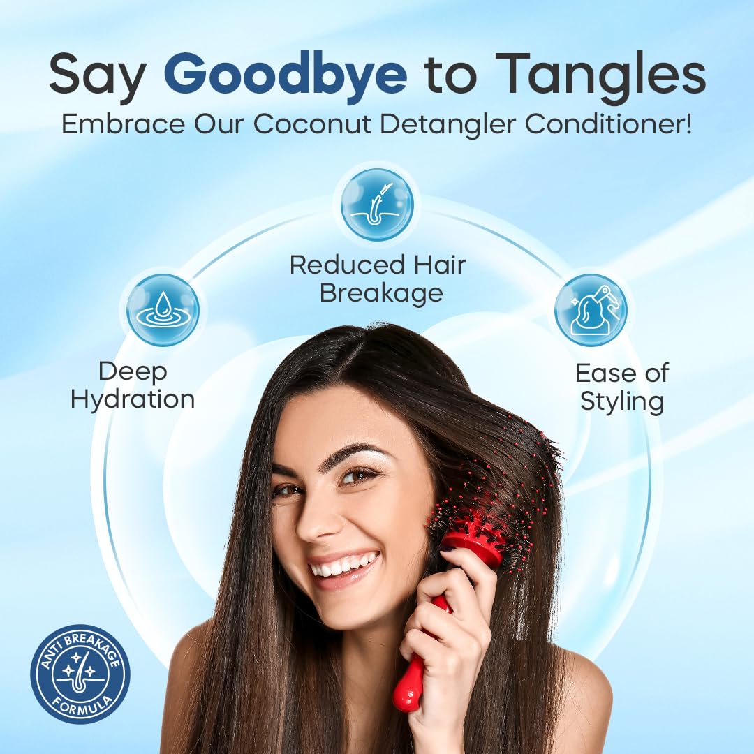 Dominican Magic Coconut Detangler damaged-hair care close-up showing moisture boost.
