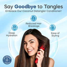 Dominican Magic Coconut Detangler damaged-hair care close-up showing moisture boost.