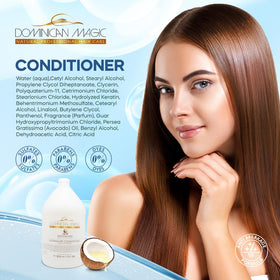 Dominican Magic Coconut Detangler pump bottle highlight for easy styling prep.