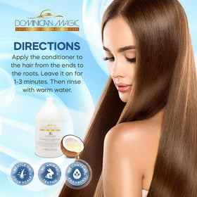 Dominican Magic Coconut Detangler silky shine on hair strands.
