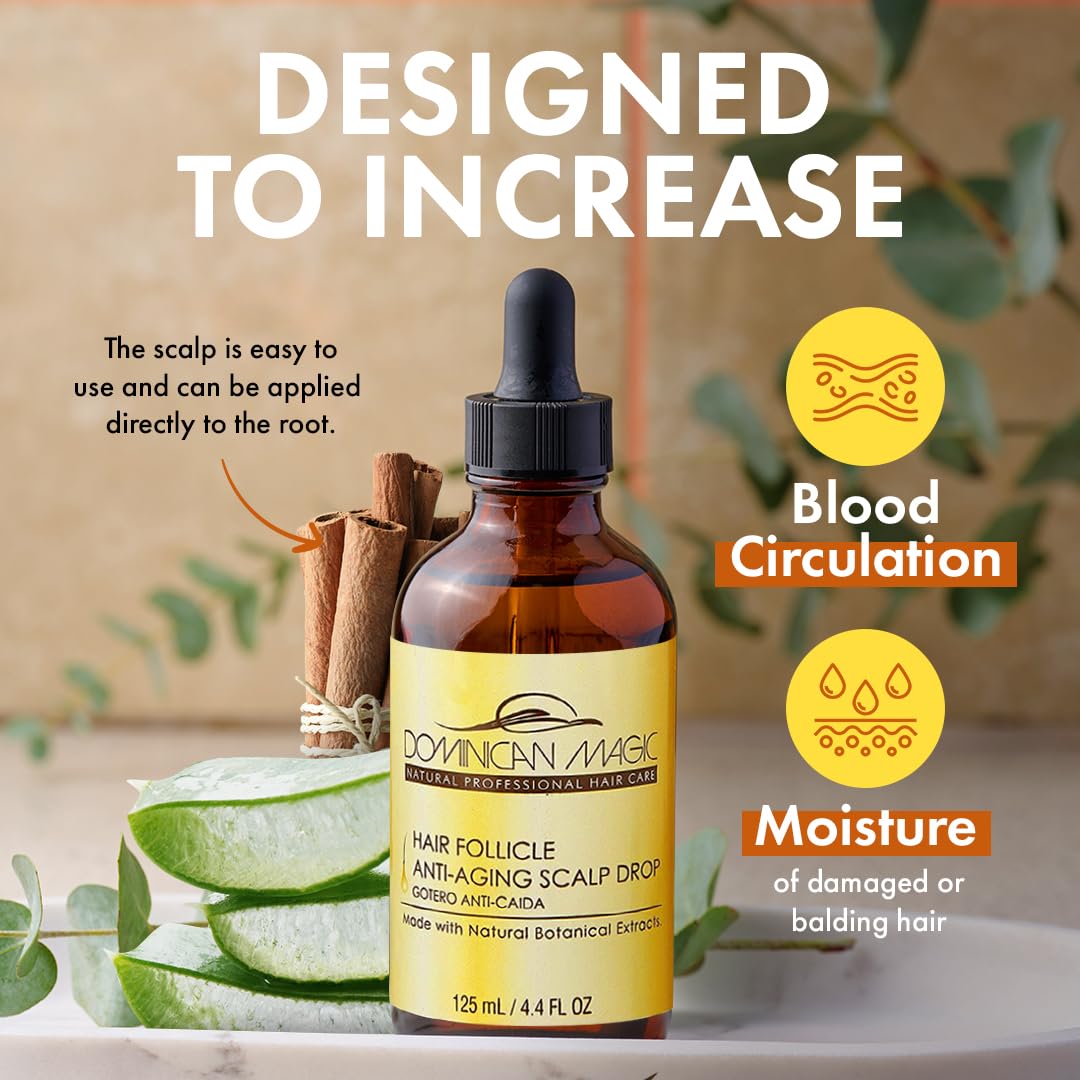 Wet-hair routine: Dominican Magic tonic absorbed after wash for moisture.