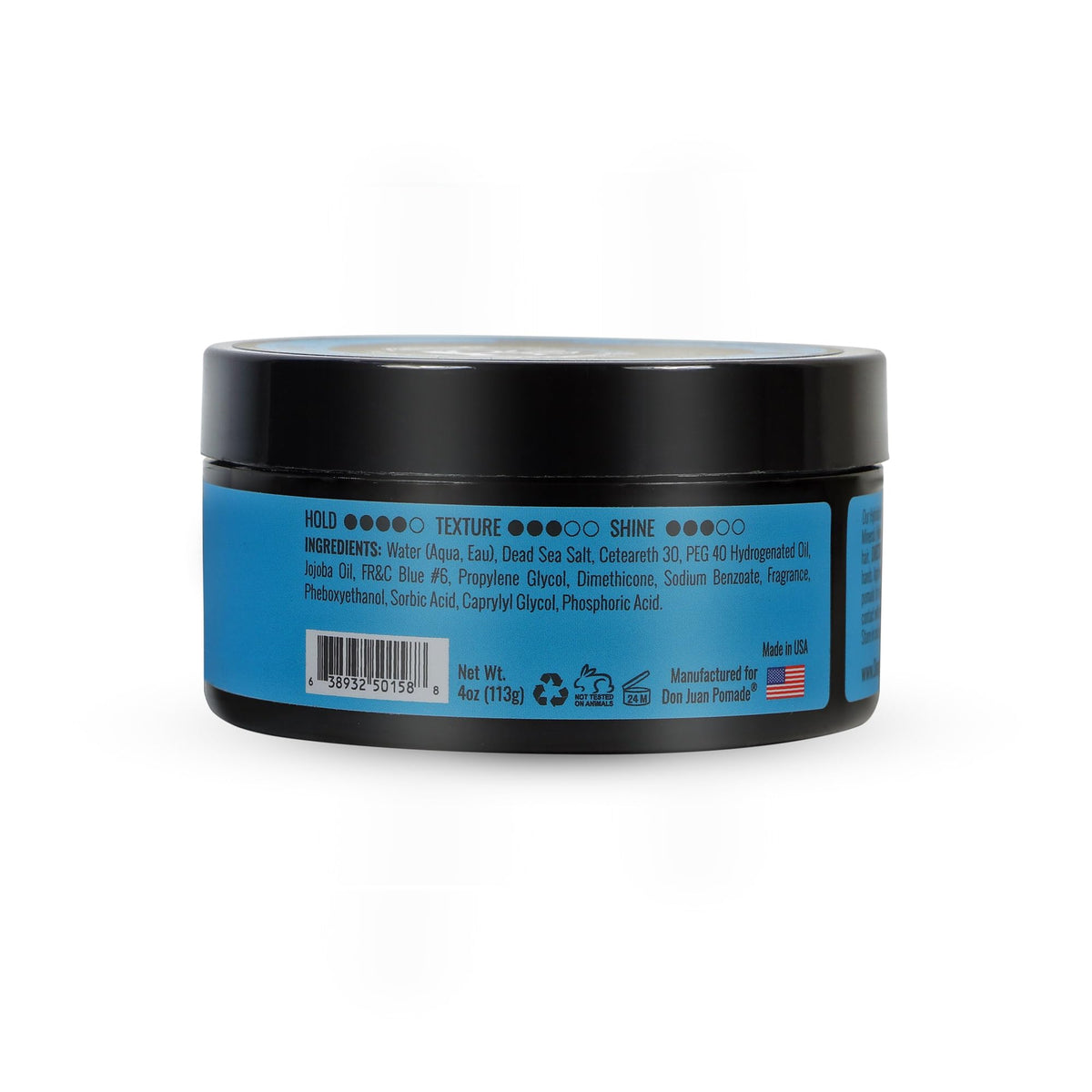 Don Juan Hybrido jar shows high-shine finish on styled hair