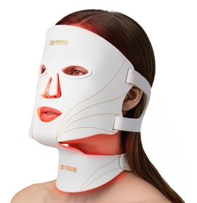 DON PEREGRINO LED mask covers face and neck for consistent treatment.