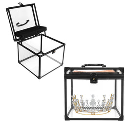 Donghome crown box front view with clear acrylic panels for an elegant display.