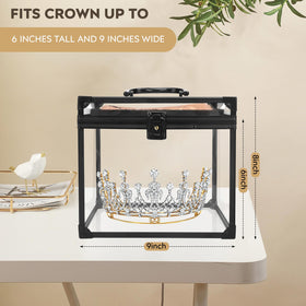 Donghome crown box side view showing slim profile on vanity shelf.
