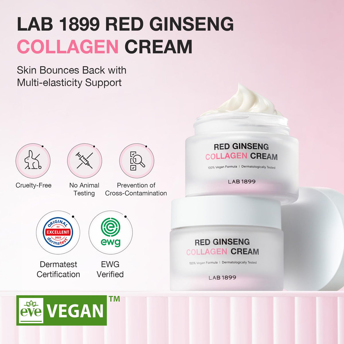 Donginbi LAB 1899 cream texture close-up shows smooth, absorbent finish for dry skin.