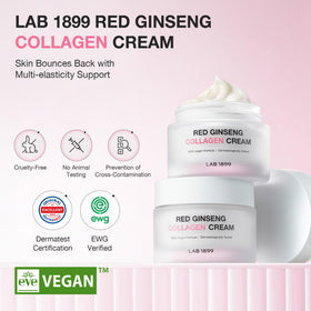 Donginbi LAB 1899 cream texture close-up shows smooth, absorbent finish for dry skin.