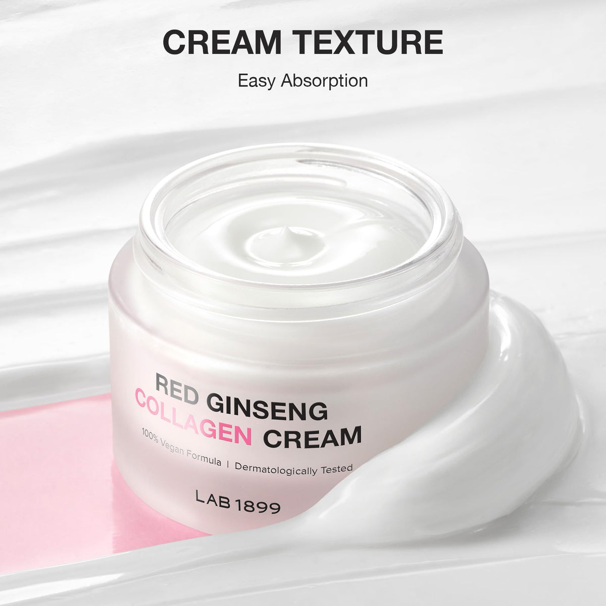 Donginbi LAB 1899 red ginseng roots emphasize plant-based collagen source.