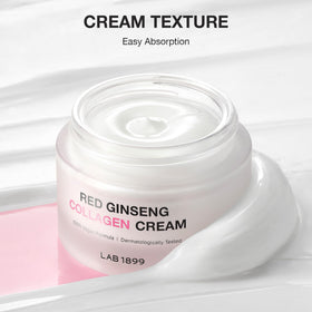 Donginbi LAB 1899 red ginseng roots emphasize plant-based collagen source.
