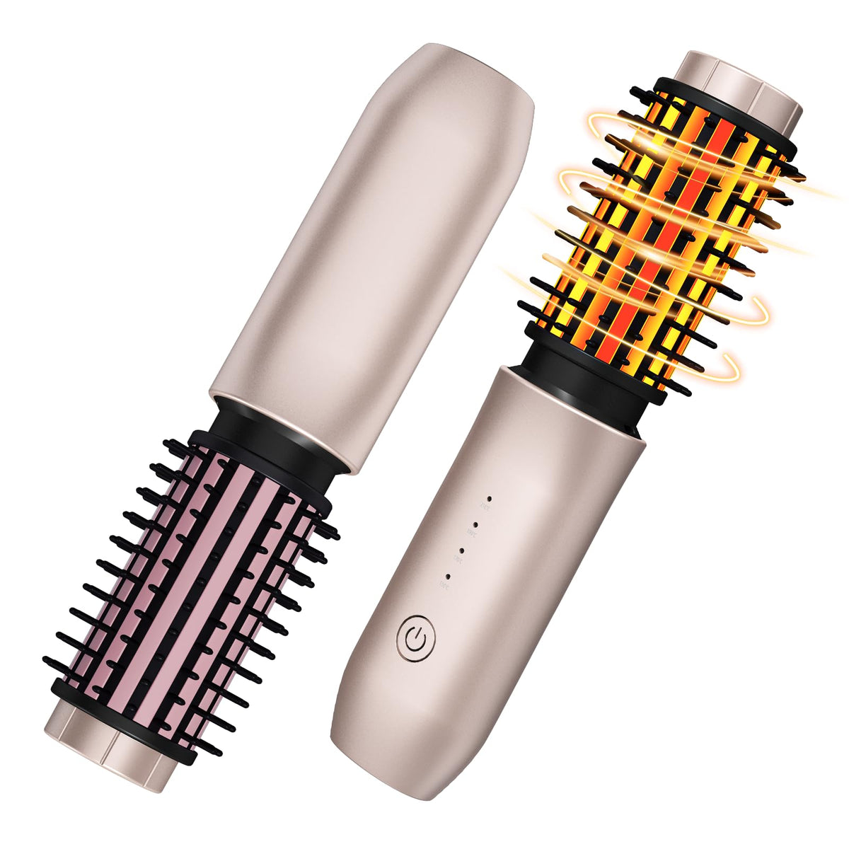 Dongxw cordless hair curling brush handle in blush pink for on-the-go styling