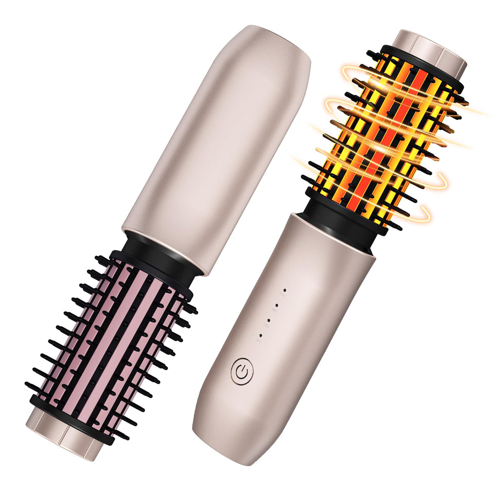 Dongxw cordless hair curling brush handle in blush pink for on-the-go styling