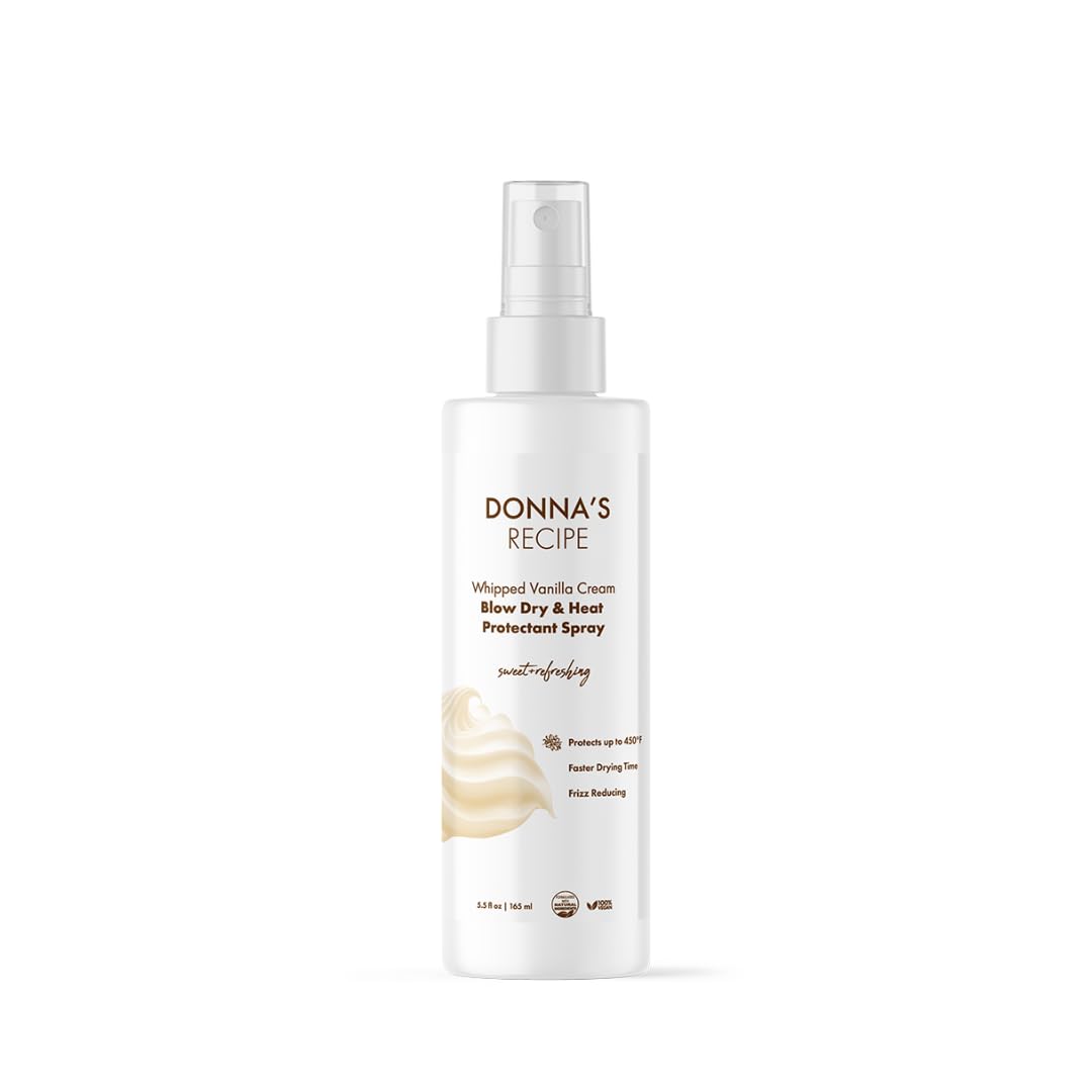 Donna's Recipe by Tabitha Brown whipped vanilla cream bottle pour for smooth styling and heat protection