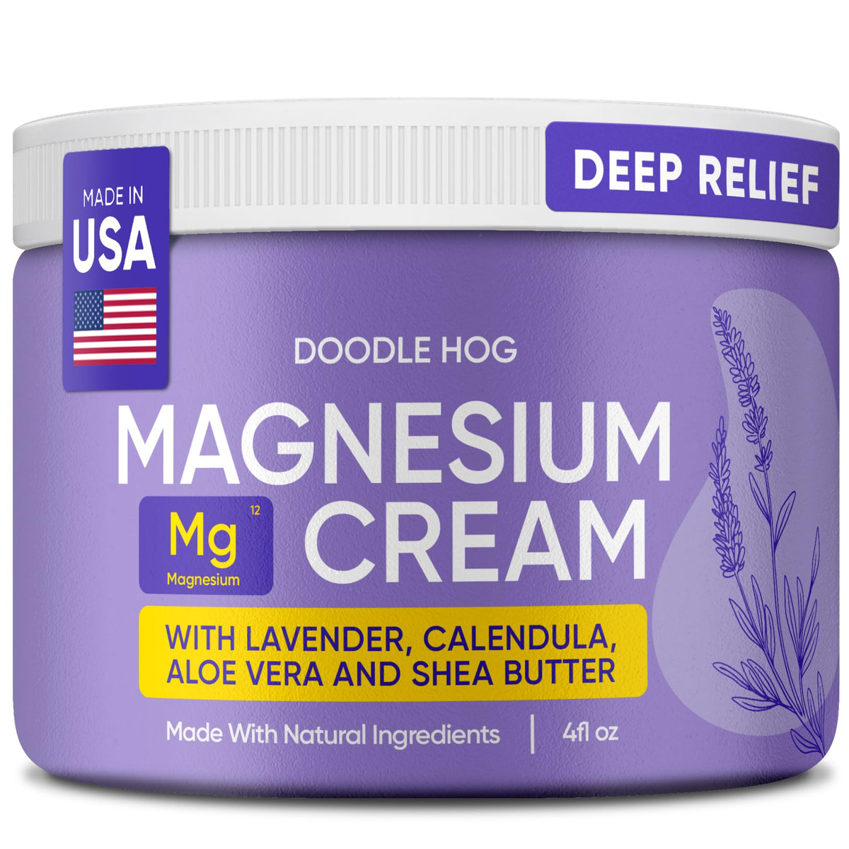 DOODLE HOG Magnesium Cream bottle with lavender scent for soothing muscles after activity