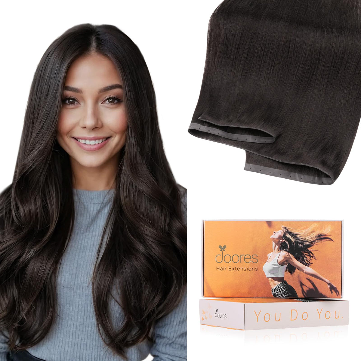 DOORES butterfly weft seamless system enables natural look with invisible blend.