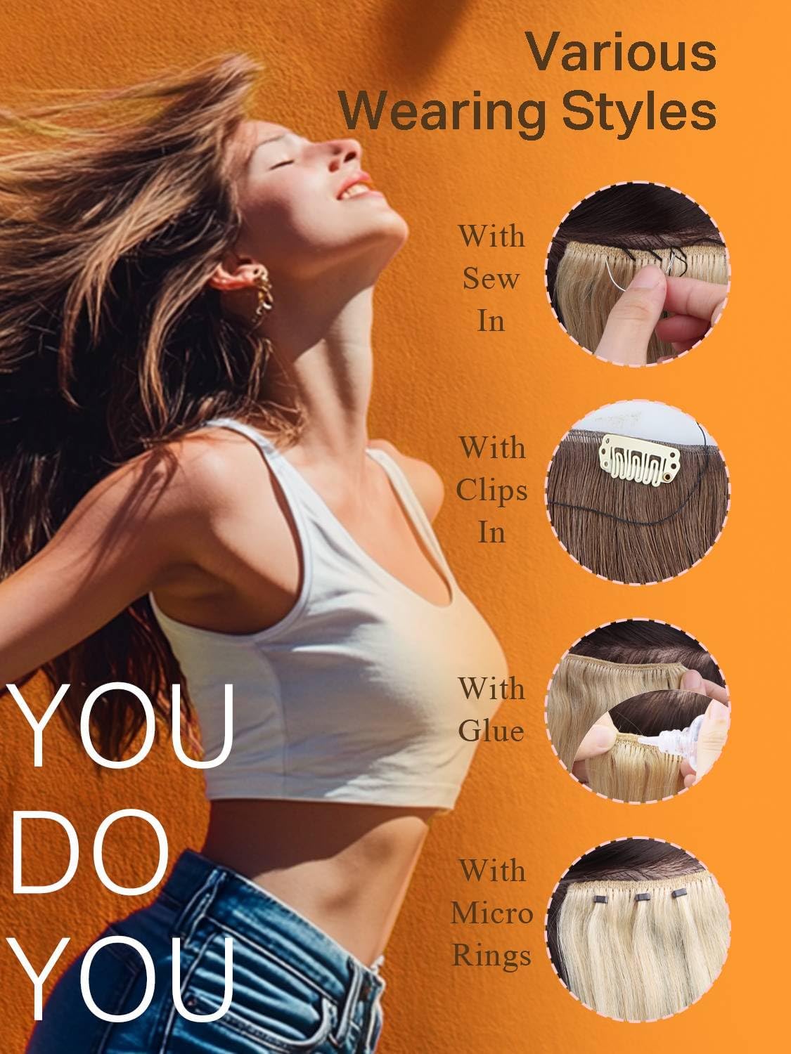 DOORES clip-in extension shown for quick, damage-minimizing styling.