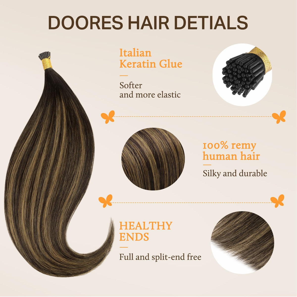 DOORES Italian keratin glue tip close-up highlights flexible bonding
