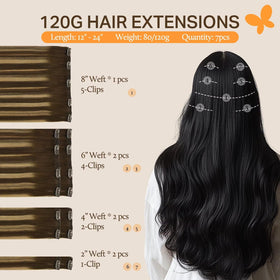 DOORES caramel-blonde balayage clip-in extensions highlight sun-kissed ends