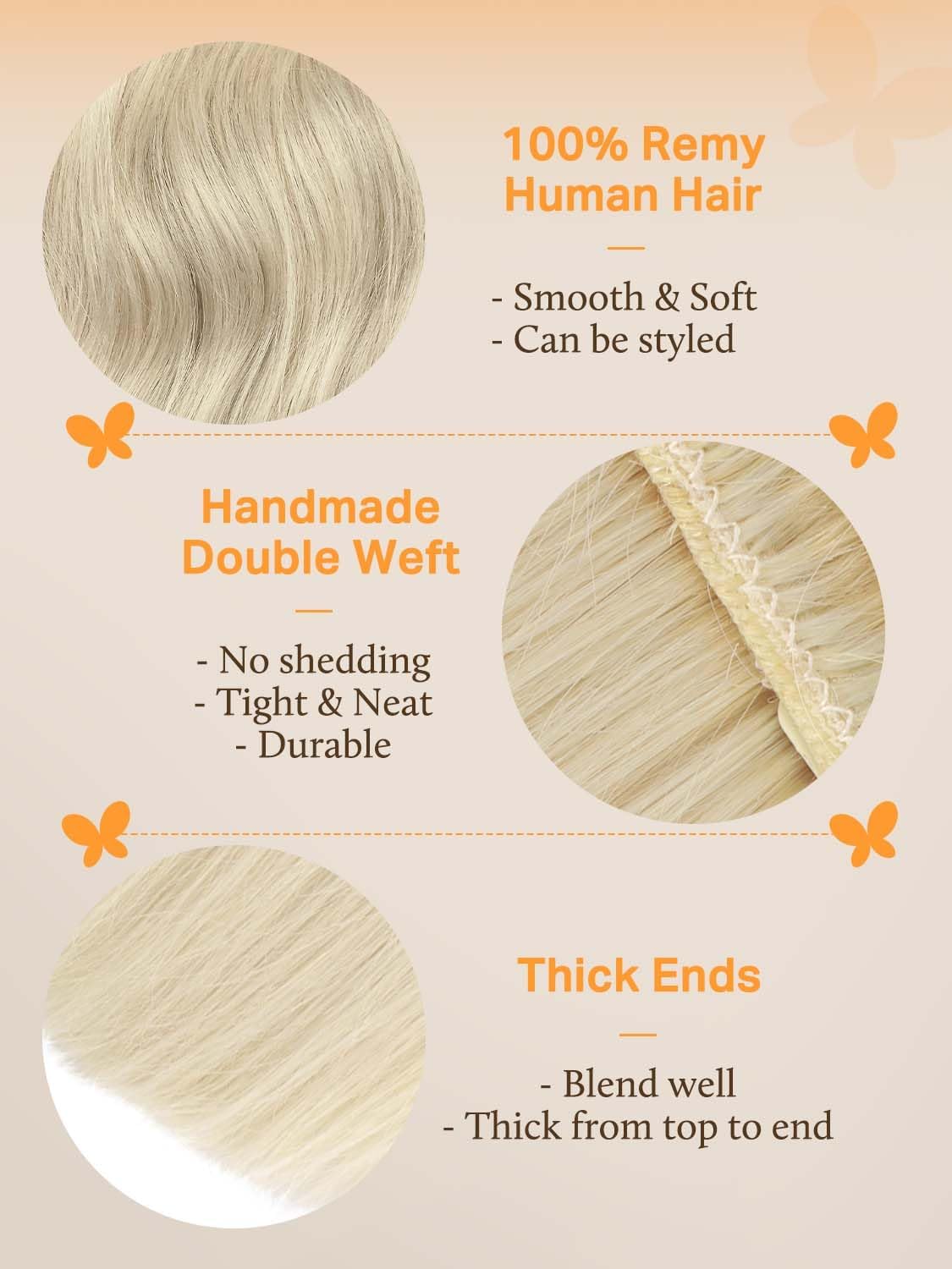 DOORES hand-tied weft closeup highlights premium construction and durable wear.