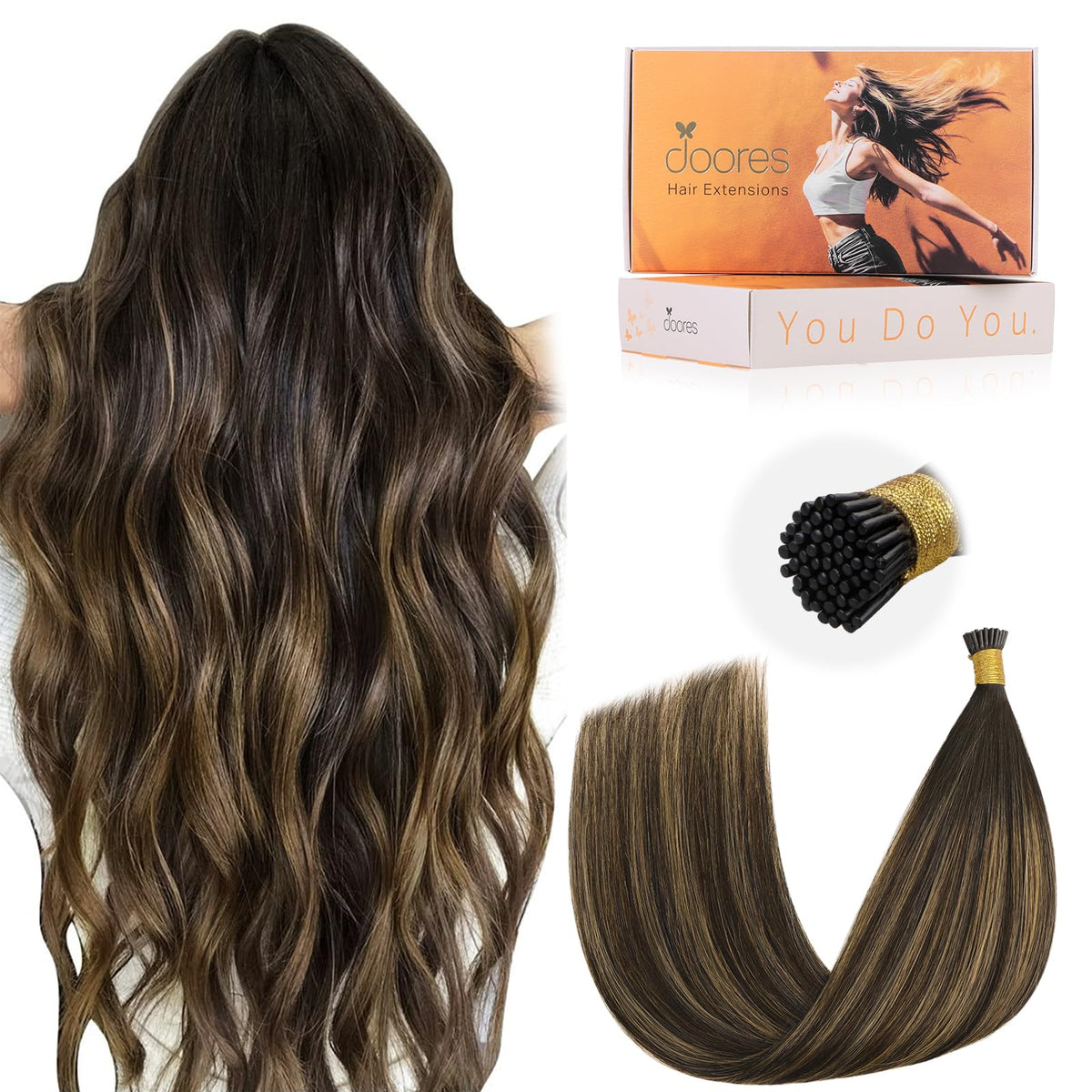 DOORES i tip balayage color blend for natural length